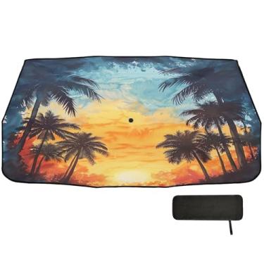 Imagem de SEHANY Palmeiras de praia, pára-brisa, guarda-sol dobrável para janela dianteira de carro, bloqueios de raios UV, calor, mantém o veículo fresco, protetor de viseira de sol adequado para Sedan SUV 147