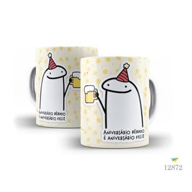 Imagem de Caneca Decorativa Parabéns Amiga, Porcelana, Design Listrado Pastel, Tema Aniversário com Bolo e Ilustração Fofa, 325ml (12873)