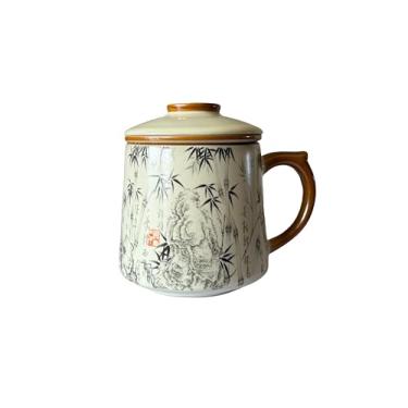 Imagem de Xícaras de chá de cerâmica, canecas de infusor de chá, xícara de chá com infusor e tampa, brilhante e colorida para fazer chá, café e outras bebidas, com uma capacidade de cerca de 450 ml (450 ml