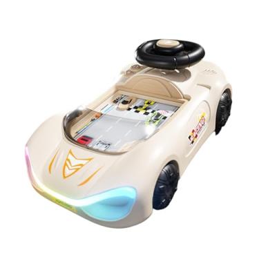Imagem de TTETTZ Volante de brinquedo infantil para simulação de direção de carro, jogo de faz de conta para crianças pequenas, Marrom Bege