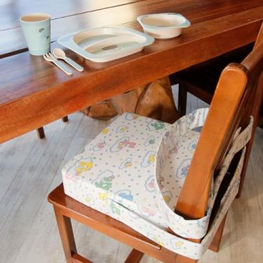 Imagem de Almofada Assento de Elevação Portátil Bebê e Infantil Impermeável com Cinto de Segurança Azul Nuvem