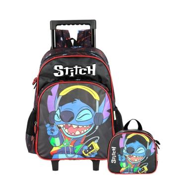Imagem de Kit Lilo Stitch Mochila Rodas + Lancheira Térmica Menino