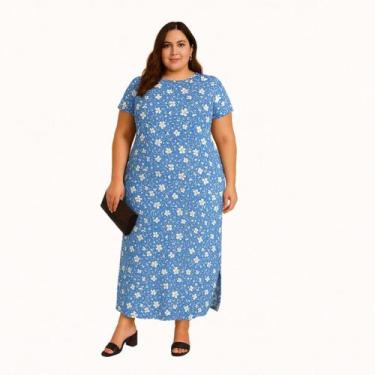 Imagem de Vestido Plus Size Curve Longo Fendas Moda Verão Manga Curta 2710pai - 