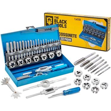 Imagem de Jogo de Tarrachas e Cossinetes The Black Tools – Kits 20, 32 e 40 Peças M3 a M12 para Roscas Internas e Externas com Estojo (TJC32)