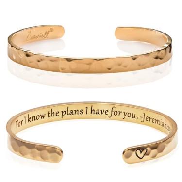 Imagem de Carviell Pulseiras femininas gravadas – inspiradoras, amizade, amor, mãe, filha, irmã, cristã, formatura, memorial e presentes de casamento – 80+ frases – aço inoxidável, pronto para presente