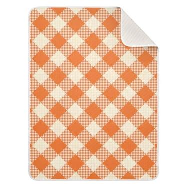 Imagem de WELLDAY Cobertor de bebê branco laranja guingão, ultramacio, aconchegante, infantil, recém-nascido, para carrinho de bebê, 76 x 101 cm, unissex