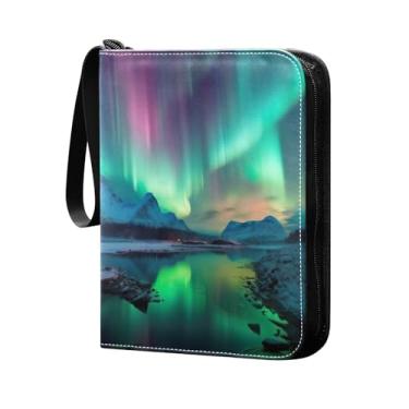 Imagem de Wassud Fichário de 4 bolsos para cartões colecionáveis Northern Lights comporta 400 cartões padrão, álbum TCG CCG MTG, presentes para colecionadores, meninos e meninas