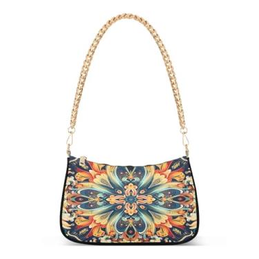 Imagem de CEBUGI Bolsas transversais femininas bolsa de ombro abstrata floral bolsa clutch elegante com alça de corrente