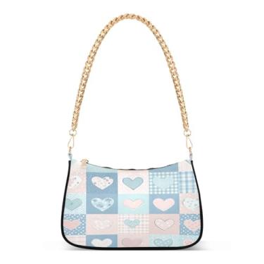 Imagem de CEBUGI Bolsas transversais femininas bolsa de ombro padrão de coração bolsa clutch elegante com alça de corrente