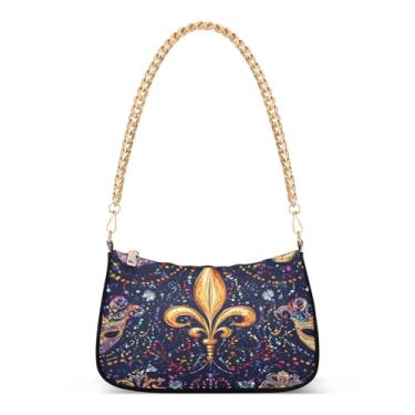 Imagem de CEBUGI Bolsas transversais para mulheres, bolsa de ombro com elementos de carnaval, bolsa de mão elegante com alça de corrente