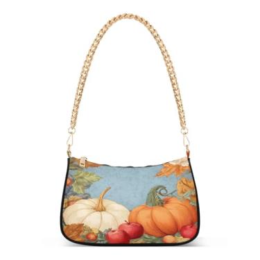 Imagem de CEBUGI Bolsas transversais femininas bolsa de ombro outono abóbora bolsa clutch elegante com alça de corrente
