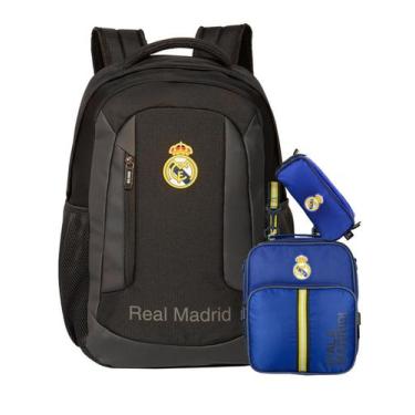 Imagem de Kit Escolar Real Madrid Mochila Costas + Lancheira + Estojo - Xeryus