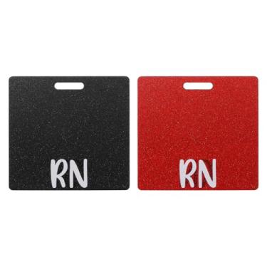 Imagem de PATIKIL Porta-cartões RN para crachá RN, 2 peças de porta-cartão de identificação com glitter, etiqueta de identificação de nome horizontal, acessórios para mulheres, colegas de trabalho, presentes de