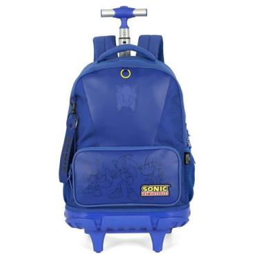 Imagem de Mochila de Rodinhas Escolar Juvenil Sonic - Luxcel, Azul