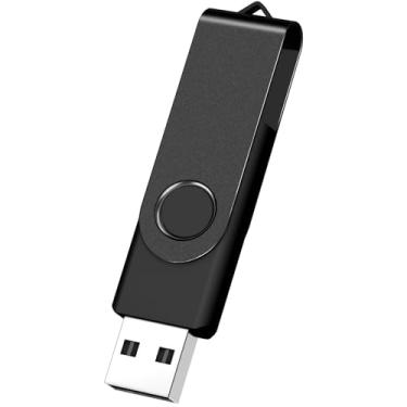 Imagem de Pen drive USB de 2 GB, AreTop 1 unidade de pen drives USB 2.0, pen drive giratório com luz LED para uso doméstico e escritório (1 pacote de 2 GB, preto)