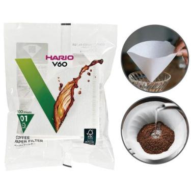 Imagem de Filtro para Coador Hario V60 01 Papel Branco 100 Filtros Originais