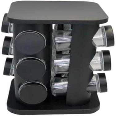 Imagem de Conjunto de condimentos, recipiente de plastico, giratorio, com tampas, 12 potes, 80ml, funcional e versatil