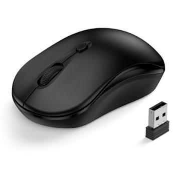 Imagem de Mouse sem fio para laptop, mouse de computador de 2,4 GHz para trabalho, vida útil da bateria de 12 meses, 3 DPI ajustáveis 800/1200/1600, mouse USB sem fio de escritório com receptor USB A para PC