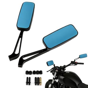 Imagem de Espelho retrovisor de motocicleta espelho de liga de alumínio universal 8 mm 10 mm para Suzuki Boulevard M109R XSR700 XSR155 XSR400 (azul)