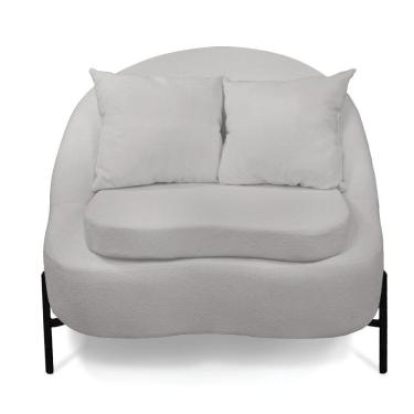 Imagem de Poltrona Decorativa Orgânica Pé De Metal Preto Zaya Bouclê C05 - D'rossi Cinza