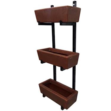 Imagem de Suporte Prateleira de Ferro Jardim Vertical com 3 Floreiras Cor: Marrom