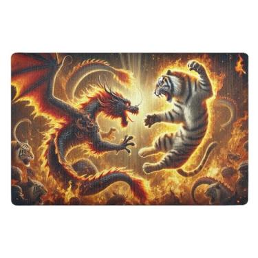 Imagem de Tapetes de porta da frente Dragon Tiger Duel Dirt Trapper Welcome Matt Outdoor Funny, tapetes pequenos para entrada 81 x 50 cm