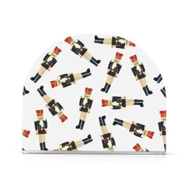 Imagem de Bonito quebra-nozes de Natal porta-guardanapos acrílico suporte de guardanapo em pé padrão mesa decorativa casa cozinha suporte de guardanapo geométrico conjunto de 2