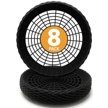 Imagem de Porta-pratos de papel Maryland Plastics de 23 cm – pacote com 8, feitos nos EUA, suportes de vime resistentes reutilizáveis, seguros para lava-louças, perfeitos para festas e piqueniques (preto)