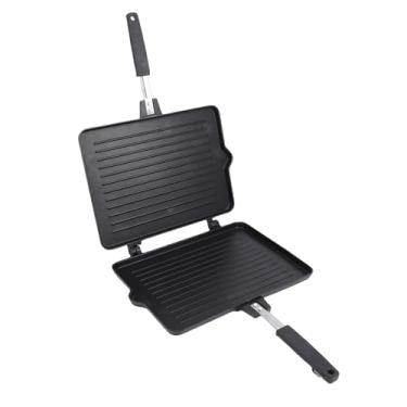 Imagem de Aqur2020 Panela de Grelha Dupla Face, Panela de Liga de Alumínio Antiaderente para Fogão a Gás, Máquina de Torradas Com Cabo à Prova de Calor, Ferramenta Versátil para Cozinhar café da