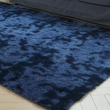 Imagem de duduta Tapete azul marinho macio e fofo 1,2 x 1,8 m, tapete retangular felpudo felpudo tingido para quarto, berçário, sala de estar, decoração de casa