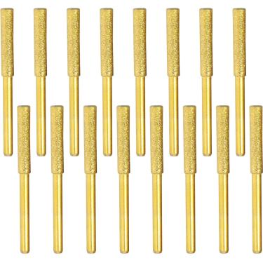 Imagem de ZCZQC 16 peças de motosserra de motosserra, pedras de amolar, rodas de moagem elétricas douradas para vidro, metal, remoção de ferrugem, joia de pedra 5/32 polegadas 4 mm