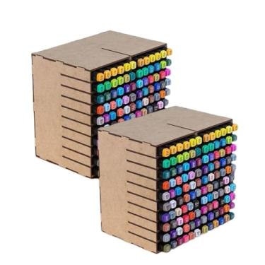 Imagem de Nicho Organizador Expositor de Canetinhas Touch em MDF - Expositor Vertical com Compartimentos Ajustáveis, Ideal para Escritório, Escola e Ateliê(CRU - 2 UNIDADES)