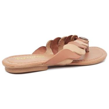 Imagem de Sandália Rasteirinha Feminina em Couro Conforto Percurso Telha Cor:Beg