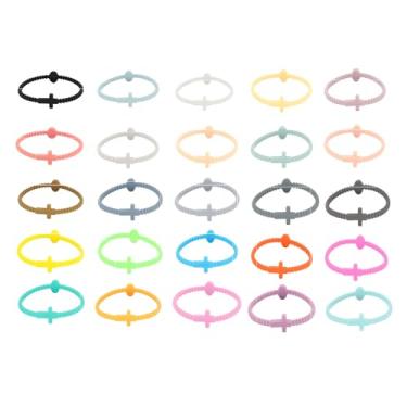 Imagem de TIANLIN 10 pulseiras Jesus pulseiras de silicone cruz pulseira de borracha colorida família amigo casal joias para mulheres e homens, One Size, Silicone, silicone