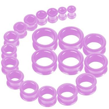 Imagem de WINSENET 20 peças de alargadores de orelha de silicone flexíveis 2G-25 mm alargadores macios alargadores de orelha alargadores de orelha alargadores de orelha roxos piercings joias para homens e