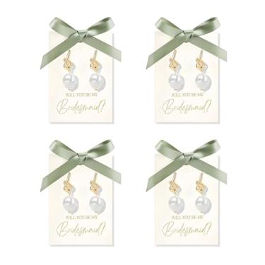 Imagem de Brincos de dama de honra para mulheres, verde sálvia, vestidos de dama de honra, dama de honra, pedido de dama de honra, Large, Zinco, Sem pedra preciosa