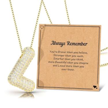 Imagem de Colar com letra bolha com inicial dourada para mulheres, colar delicado e fofo, com pingente de letra A-Z, nome pessoal, presente de aniversário de formatura, presente de aniversário para amigas,