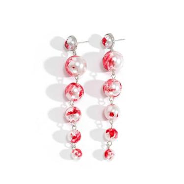 Imagem de Brincos góticos de pérola sangrenta para mulheres, brincos de borla de sangue de cristal de role-playing, festa de Halloween, bijuteria de fantasia, Medium size, Imitação de pérolas + contas de