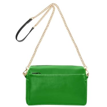 Imagem de Bolsa tiracolo feminina bolsa para celular bolsa de ombro de couro PU com alça de corrente verde
