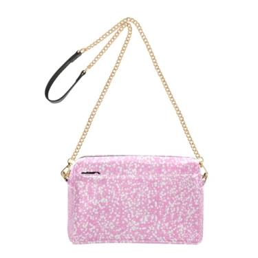 Imagem de Joitme Bolsa de ombro feminina transversal para celular rosa suave cintilante bolsa de ombro de couro PU alça de corrente