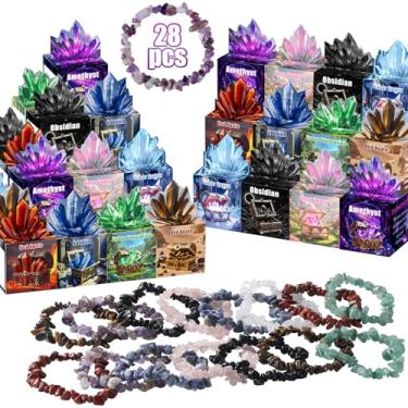 Imagem de Funewest Kit de pulseiras de cristal da amizade com caixas de presente, cristais de cura sortidos para meninas, presentes de agradecimento, aniversário, todos os dias, símbolos de apreciação