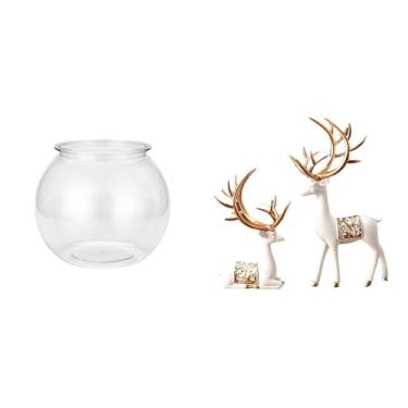 Imagem de Whtkoph Estátuas de Renas Europeias Colecionáveis, Escultura Artesanal de Veado para Pequenos Aquários, Ornamentos Redondos, Vasos, Decoração de Mesas E Tigel