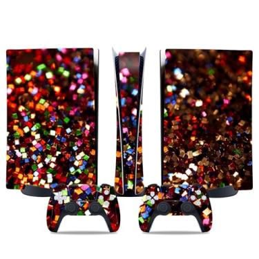 Imagem de Película de decalque para disco Ps5, capa adesiva de vinil de corpo inteiro para console e controle PlayStation 5 (edição de disco PS5, Blue Lightning) (glitter preto vermelho, edição digital PS5)