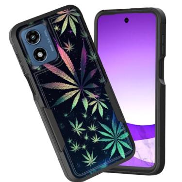 Imagem de CICPLKSE Capa protetora para Moto G Play 4G 2024, camada dupla, híbrida, à prova de choque, rígida, policarbonato macio, TPU, capa protetora para Motorola Moto G Play 4G 2024, Galaxy Weed