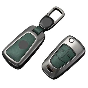 Imagem de Capa de couro para chave de carro, capa de proteção compatível com Opel OPC Line/Insignia/Astra/Vectra/Combo/Corsa D/Mokka/Zafira(A-gun green chain)