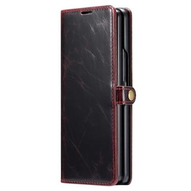 Imagem de Capa flip para Samsung Galaxy Z Fold 6, capa de telefone carteira de negócios com compartimentos para cartões, proteção da câmera, capa de couro com suporte