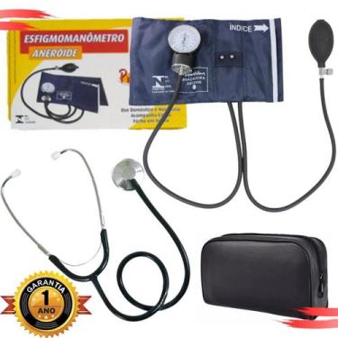 Imagem de Aparelho De Pressão Esfigmomanômetro Aneroide Fecho Metal Premium + Es
