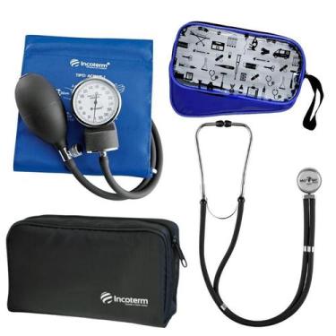 Imagem de Kit Aparelho Pressao Esfigmo Aneroide Estetoscopio Multilaser Incoterm