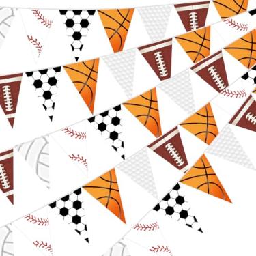 Imagem de Faccito Pacote com 5 banners esportivos decorações de festa galhardetes de campeonato decoração temática triângulo bandeiras atletismo jogo guirlanda para artigos de festa de aniversário (esportes