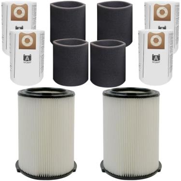 Imagem de Pacote com 2 filtros VF4000 + 4 sacos de filtro VF3502 + 4 pacotes de manga de espuma para aspirador de pó seco molhado Ridgid 5-20 galões (pacote com 10)